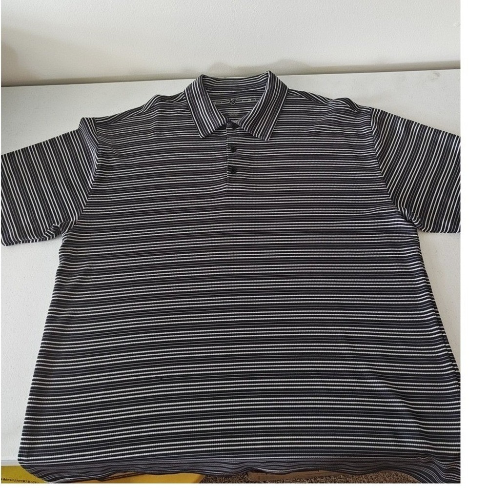 Nike Golf Fit Dry Mens XXL Black White Striped Short Sleeve Polo Shirt